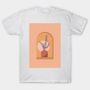 Ceramic plant vase in arched window T-Shirt